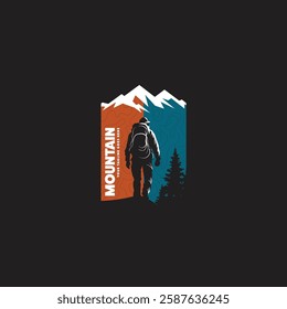 Mountain logo design inspiration, Mountain illustration, outdoor adventure . Vector graphic print for t shirt and other uses