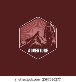 Mountain logo design inspiration, Mountain illustration, outdoor adventure . Vector graphic print for t shirt and other uses