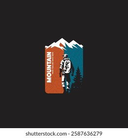 Mountain logo design inspiration, Mountain illustration, outdoor adventure . Vector graphic print for t shirt and other uses