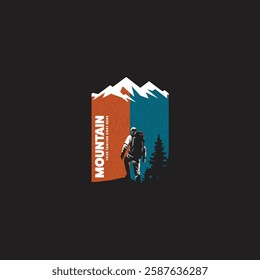 Mountain logo design inspiration, Mountain illustration, outdoor adventure . Vector graphic print for t shirt and other uses