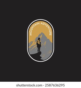 Mountain logo design inspiration, Mountain illustration, outdoor adventure . Vector graphic print for t shirt and other uses