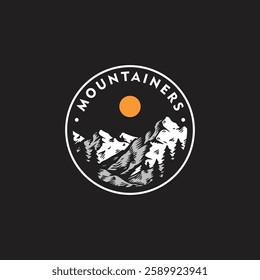 Mountain logo design inspiration, Mountain illustration, outdoor adventure . Vector graphic print for t shirt and other uses