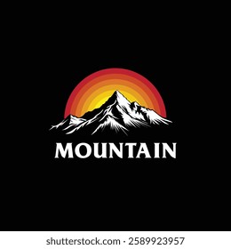 Mountain logo design inspiration, Mountain illustration, outdoor adventure . Vector graphic print for t shirt and other uses