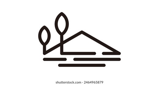 diseño de logotipo de montaña, paisaje, icono de diseño de logotipo, Vector, símbolo, idea creativa.