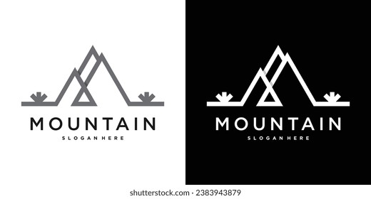 Mountain logo design minimalist. Premium Vector