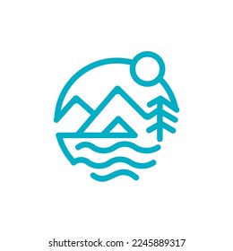 Mountain logo design on the beach