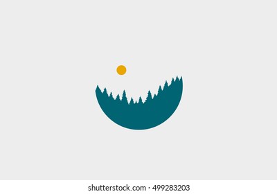 Mountain logo design. Pines logo. Mountain design