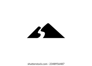 Mountain logo design with river