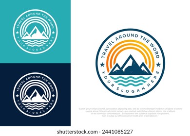 Mountain logo design . Rocks and peaks logo elements . Vector illustration