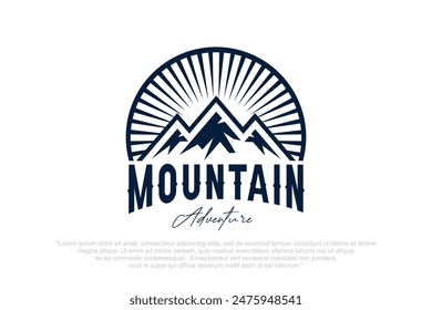 Mountain logo design . Rocks and peaks logo elements . Vector illustration