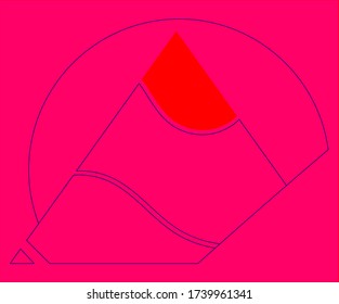 Mountain Logo Design Series With Blue And Red Colours Concept