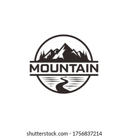 Diseño del logo de la montaña. Logo de montaña simple y retro.