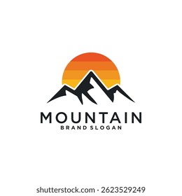 Mountain logo design with sun