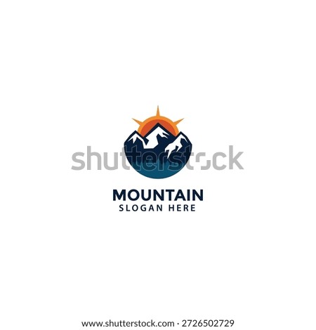 mountain logo design, sunrise mountain peak and pine forest logo concept great for use brand