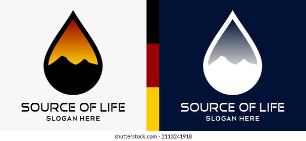 mountain logo design template with creative and simple concept in drip. premium vector nature logo illustration