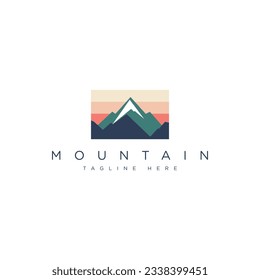 mountain logo design template. Mountain illustration, outdoor adventure. Vector graphic for t shirt and other uses.