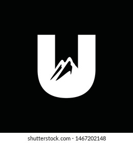 Mountain Logo Design Template Inspiration, U Letter
