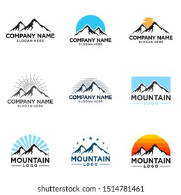 Mountain Logo Design Template Inspiration, Mountain Set, Vector Illustration.