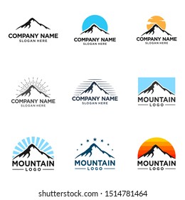 Mountain Logo Design Template Inspiration, Mountain Set, Vector Illustration.