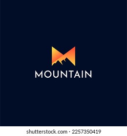 Inspiración de plantilla de diseño de logotipos de montaña, letra M