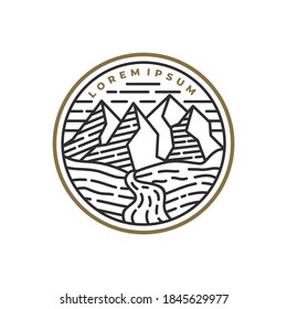 mountain logo design template with line art style vector