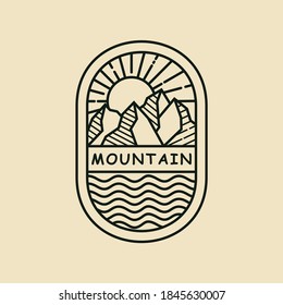 mountain logo design template with line art style vector