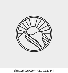 mountain logo design template with line art style vector