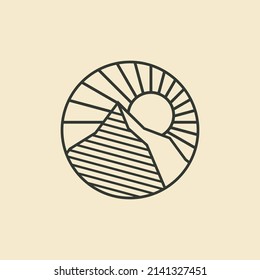 Design-Vorlage für Berglogo mit Linienart, Vektorgrafik