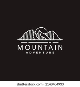 mountain logo design template with line art style vector