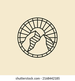 Design-Vorlage für Berglogo mit Linienart, Vektorgrafik
