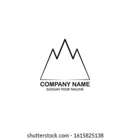 Mountain Logo Design Template on White Background