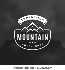 Mountain logo design template vector illustration. Retro typography badge emblem.