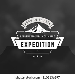 Mountain logo design template vector illustration. Retro typography badge emblem.