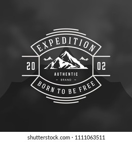 Mountain logo design template vector illustration. Retro typography badge emblem.