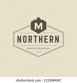 Mountain logo design template vector illustration. Retro typography badge emblem.