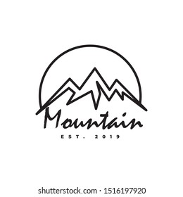 Mountain logo design template.creative mountain with line style
