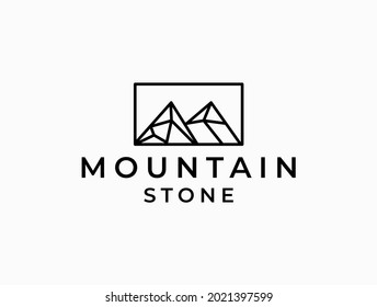 Plantilla de diseño de logotipo de montaña.Icono de piedras creativas vector.Inspiración en el logotipo de montaña