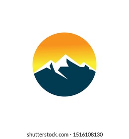 Mountain logo design template.shine sky with mountain illustration