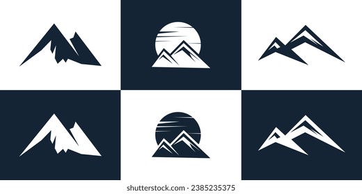Mountain logo design unique creative concept Premium Vector