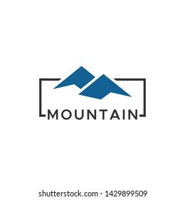 Mountain logo design vector blue color simple minimalist style