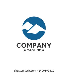 Mountain logo design vector blue color simple minimalist style