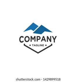 Mountain logo design vector blue color simple minimalist style