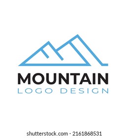 A mountain logo design in vector file, blue color.