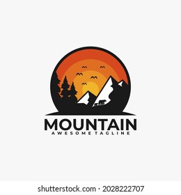 Mountain logo design vector flat color