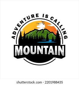 Mountain logo design vector illustration, outdoor adventure