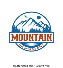 Mountain Logo Design Vektorgrafik, Outdoor Abenteuer . Vektorgrafik für T-Shirt und andere Verwendungen.