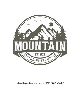 Mountain logo design vector illustration, outdoor adventure . Vector graphic for t shirt and other uses.