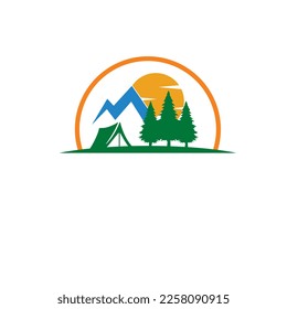 Mountain logo design vector illustration, outdoor adventure . Vector graphic for t shirt and other uses. 