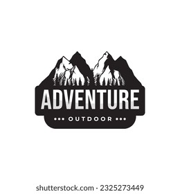 Ilustración vectorial de diseño de logo de montaña, aventura al aire libre. Gráfica vectorial para camisetas y otros usos.