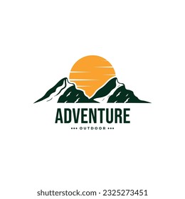 Mountain logo design vector illustration, outdoor adventure . Vector graphic for t shirt and other uses.
